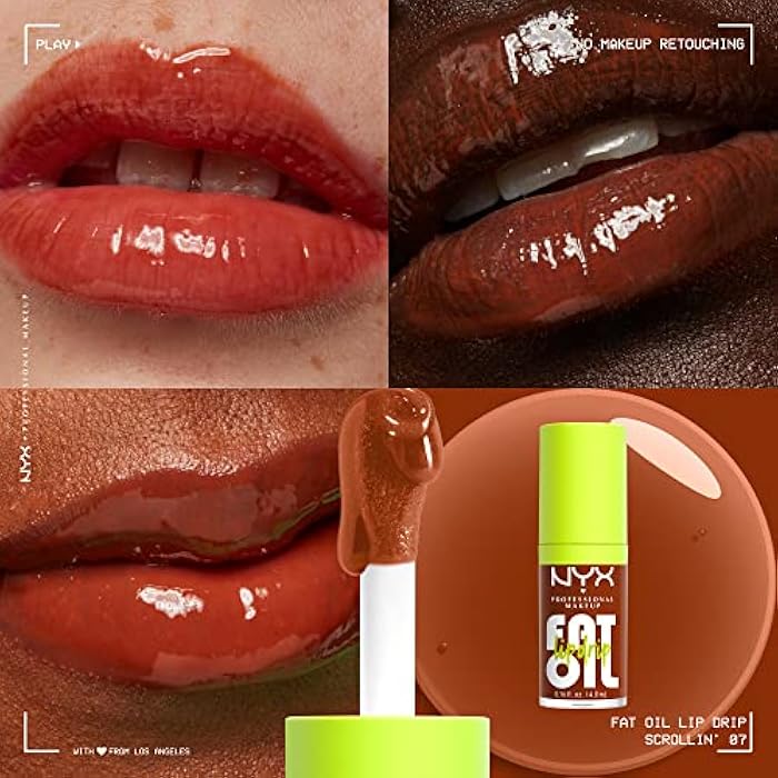 NYX Professional Makeup Lip Gloss, High Shine, Non-Sticky FInish, 12 Hours Hydrating, Fat Applicator, With Squalane, Raspberry and Cloudberry Oils, Fat Oil Lip Drip, Shade: Scrollin - Image 3